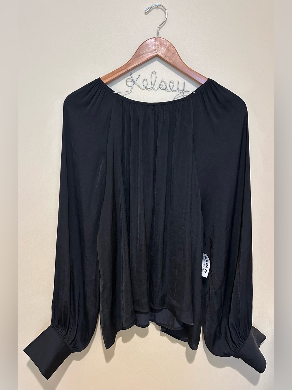 Old Navy NWT Women’s Black Long-Sleeve Peasant Blouse - Elegant Everyday Top XXL